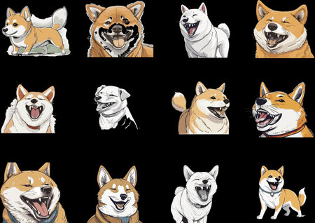 Shiba Inu dog. Set of vector illustrations of dogs.のイラスト素材