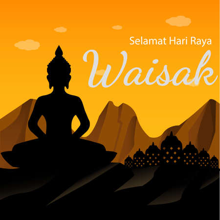 Nature Illustration Buddha Happy Vesak Dayのイラスト素材