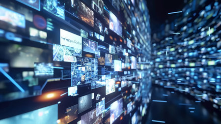 Many abstract images on the theme of computers, Internet and high technology.の素材