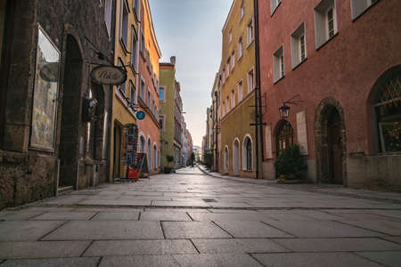 The old town of Burghausen on daylightの写真素材