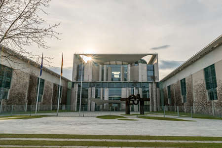 The building of the German chancellor with some sunbeamsのeditorial素材