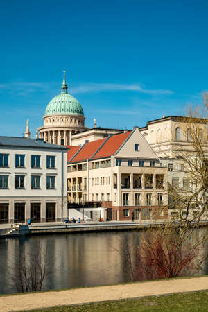 A view to the Nikolaikirche in Potsdam at long time exposure