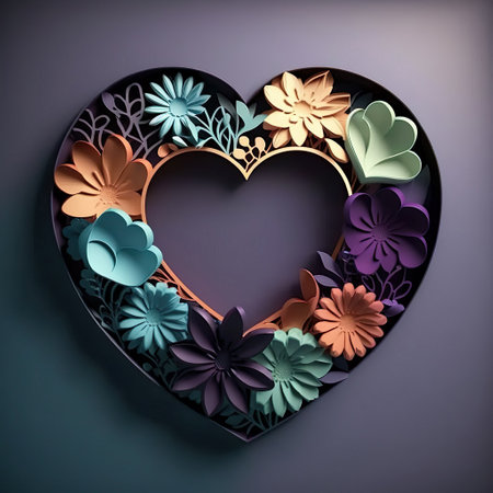 valentines day frame. Frame of flowers in the shape of a heart. copyspace. Generative AIの素材