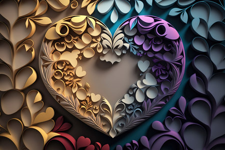 valentines day frame. Gift love card with hearts. copyspace. Generative AIの素材
