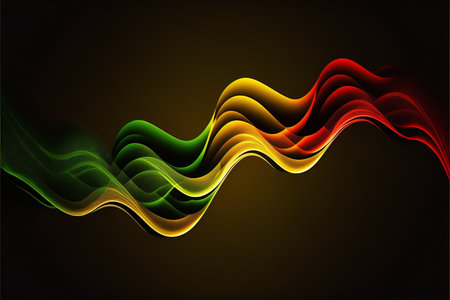 Abstract Black History Month background. Various geometric waves of red yellow green color. Generative AI.の素材