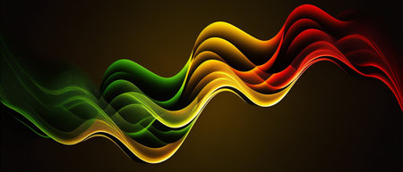 Abstract Black History Month background. Various geometric waves of red yellow green color. Banner. Generative AI.の素材