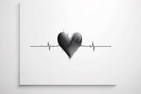 Minimalistic heart scribble drawing. The line in the form of heart. abstract symbol. copyspace. Generative AIの素材