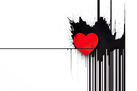 Minimalistic heart scribble drawing. The line in the form of heart. abstract symbol. copyspace. Generative AIの素材