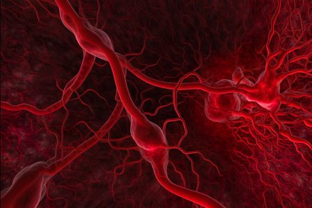 blood circulatory system. Vessel, artery, capillary and red blood cells. Medical human health care concept. Generative AIの素材