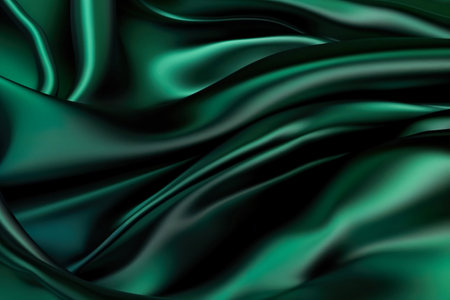 Smooth elegant dark green color silk or satin cloth texture. abstract background. Banner. Generated AIの素材