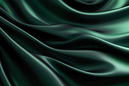 Smooth elegant dark green color silk or satin cloth texture. abstract background. Banner. Generated AIの素材