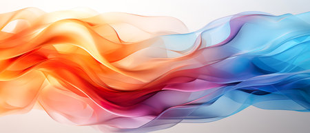 Abstract transparent shape of rainbow colors on a white background. Banner. Generative AIの素材