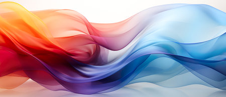 Abstract transparent shape of rainbow colors on a white background. Banner. Generative AIの素材