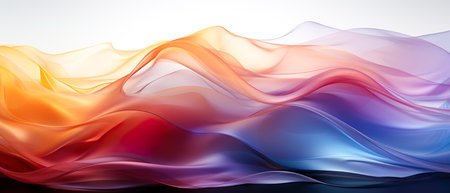 Abstract transparent shape of rainbow colors on a white background. Banner. Generative AIの素材
