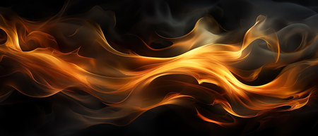 Fire flames over black background. Banner. Copy space. Generative AIの素材