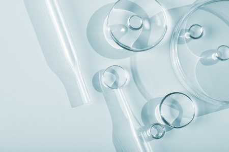 Chemical laboratory research. Abstract cosmetic laboratory. Glass model of molecules.の写真素材