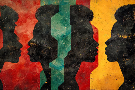 Painting fresco of Arfo-American women portrait. Black History Month concept.の素材