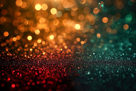 Black History Month concept. Abstract green yellow and red color glitter sparkle background. Bokeh. Space for your text.の素材