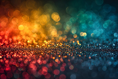 Black History Month concept. Abstract green yellow and red color glitter sparkle background. Bokeh. Space for your text.の素材