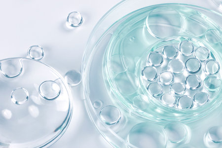 Chemical laboratory research. Abstract cosmetic laboratory. Glass model of molecules.の写真素材