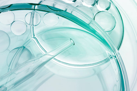 Chemical laboratory research. Abstract cosmetic laboratory. Glass model of molecules.の写真素材