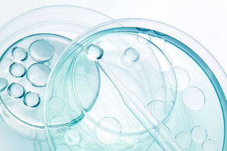Chemical laboratory research. Abstract cosmetic laboratory. Glass model of molecules.の写真素材