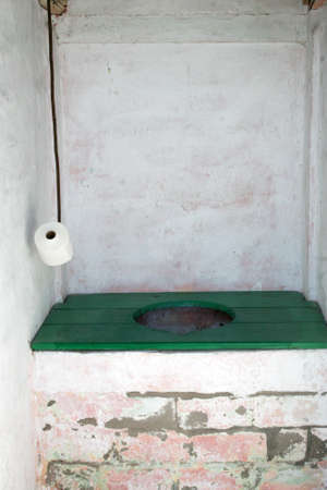 Rural outbuilding. A typical old fashioned WC, outhouse on an old farmの写真素材