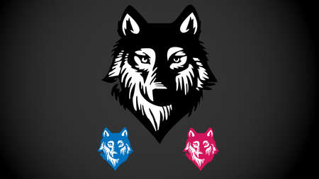 wolf face illustrationのイラスト素材
