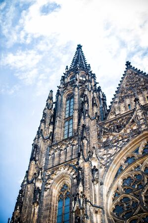 Saint Vitus Cathedral, part of the facade, Prague,14th Centuryの写真素材