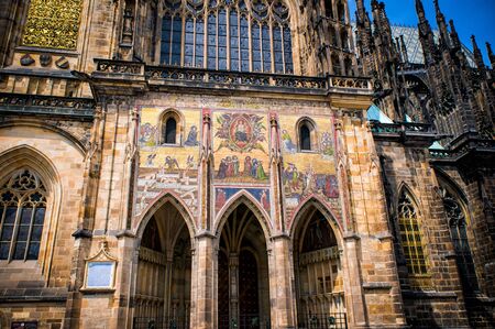 Saint Vitus Cathedral, part of the facade, Prague,14th Centuryの写真素材