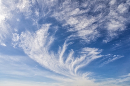 beautiful white clouds in the blue skyの写真素材