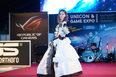 MINSK, BELARUS - NOVEMBER 03, 2018: UniÐ¡on Convention & Game Expo Minsk 2018. Cosplayer showのeditorial素材