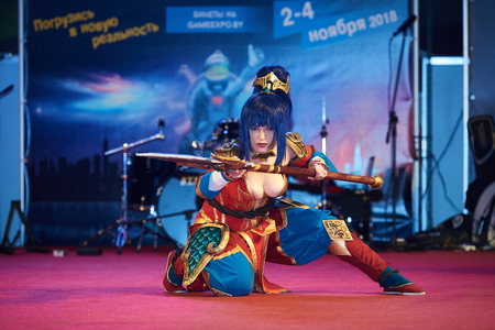 MINSK, BELARUS - NOVEMBER 03, 2018: UniÐ¡on Convention & Game Expo Minsk 2018. Cosplayer showのeditorial素材
