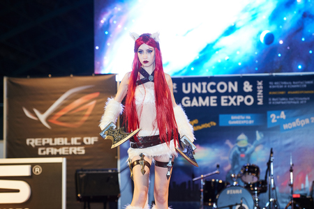 MINSK, BELARUS - NOVEMBER 03, 2018: UniÐ¡on Convention & Game Expo Minsk 2018. Cosplayer showのeditorial素材