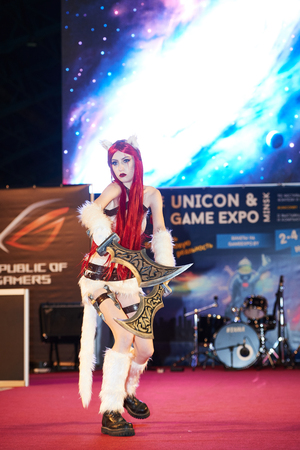 MINSK, BELARUS - NOVEMBER 03, 2018: UniÐ¡on Convention & Game Expo Minsk 2018. Cosplayer showのeditorial素材