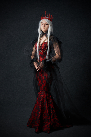MINSK, BELARUS - NOVEMBER 03, 2018: UniÐ¡on Convention & Game Expo Minsk 2018. Cosplayer young woman shoot on black background in photo zoneのeditorial素材