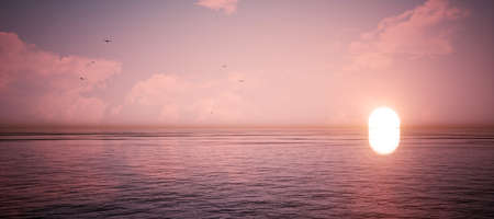 Closeup colorful sunrise/sunset golden sky texture background, front view (High-resolution 3D CG rendering illustration)の写真素材