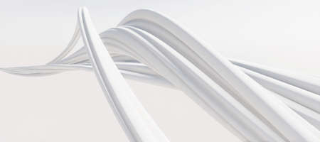 Abstract geometric white curve texture background (High-resolution 3D CG rendering illustration)の写真素材
