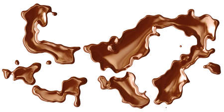 Colorful chocolate splash isolated over a white background. (3D rendering computer digitally...