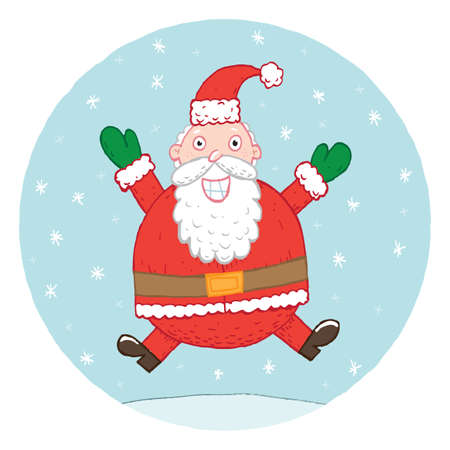 Happy Santa jumping for joy のイラスト素材