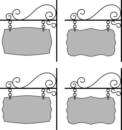 sign boards with black ornamentsのイラスト素材