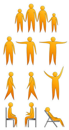 Human silhouettes making moves and sitting downのイラスト素材