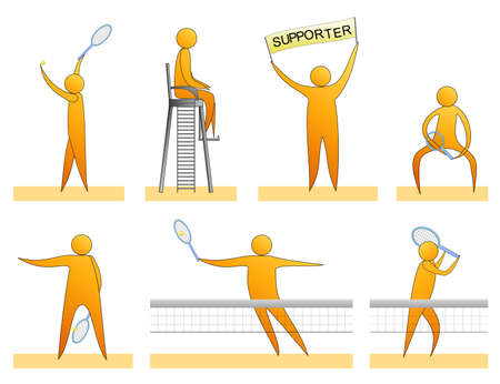 Human tennis silhouettesのイラスト素材