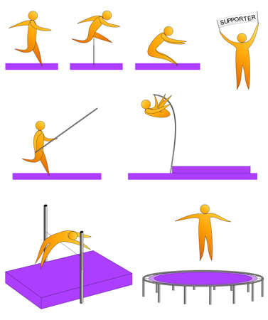 Silhouettes of humans jumping sportのイラスト素材