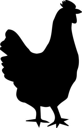 black chicken silhouetteのイラスト素材