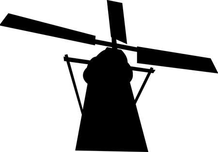 black mill silhouetteのイラスト素材