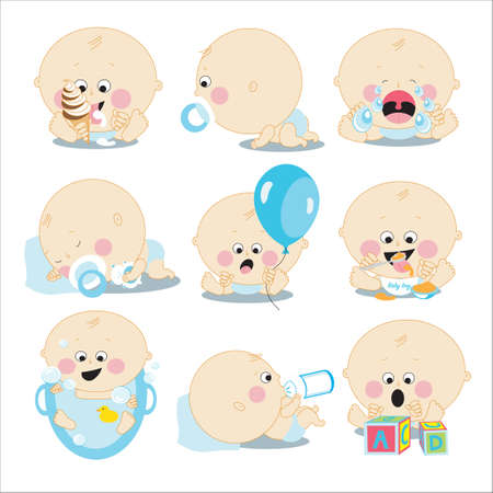 Cute cartoon baby boy set.のイラスト素材