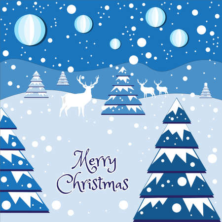 Snow landscape Christmas card.のイラスト素材