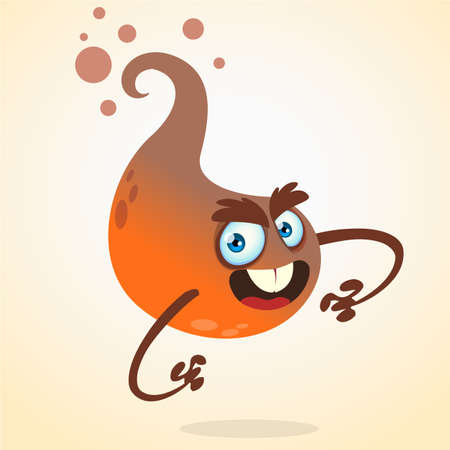 Spooky flying monster. Vector cartoon Halloween illustration of orange ghostのイラスト素材