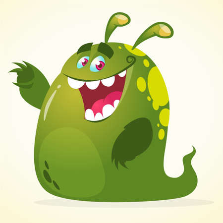 Cartoon green blob monster. Vector characterのイラスト素材